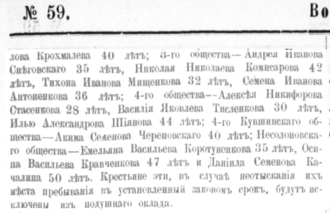 Окончание списка