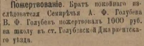 Пожертвование на Голубевскую школу